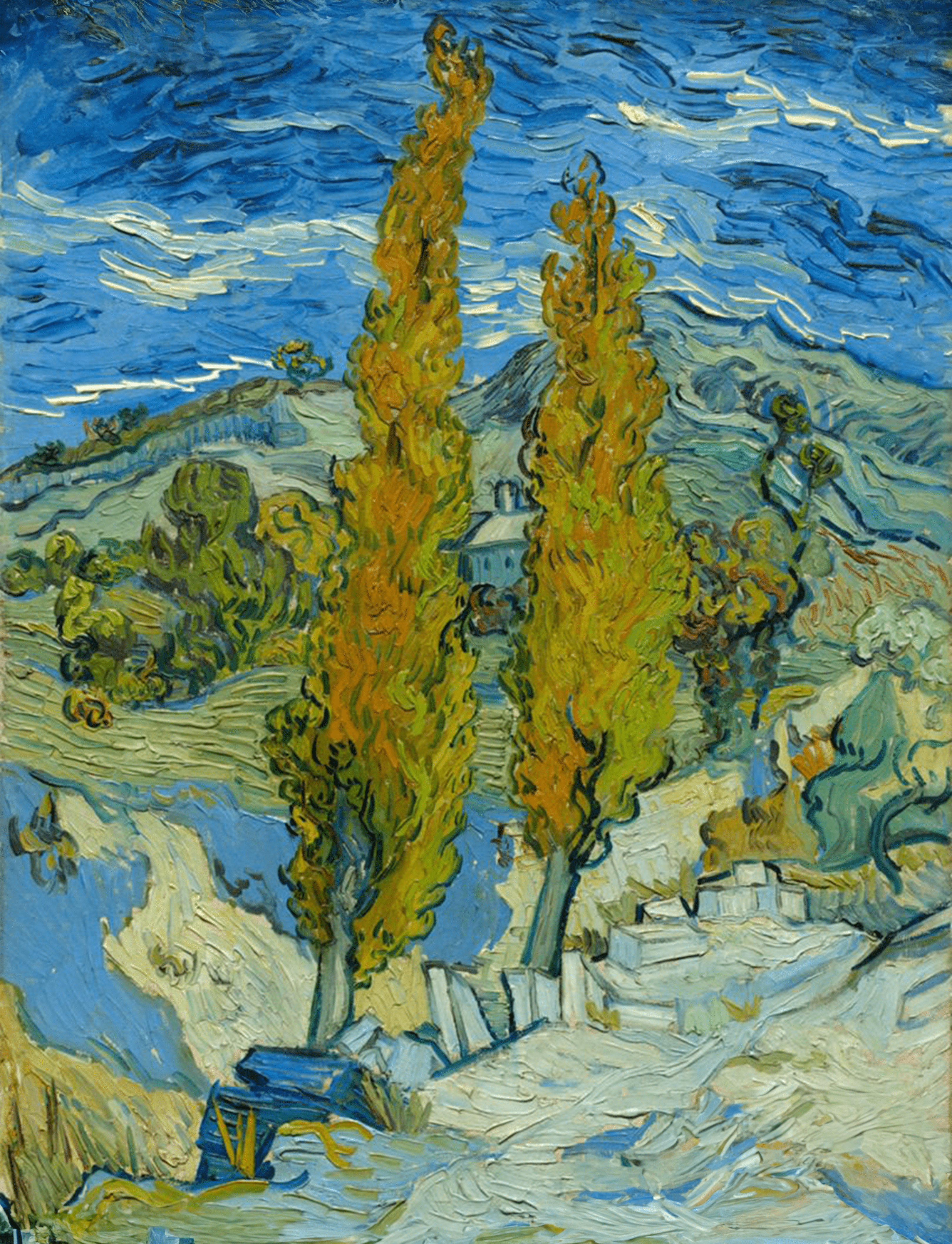 Two Poplars on a Hill